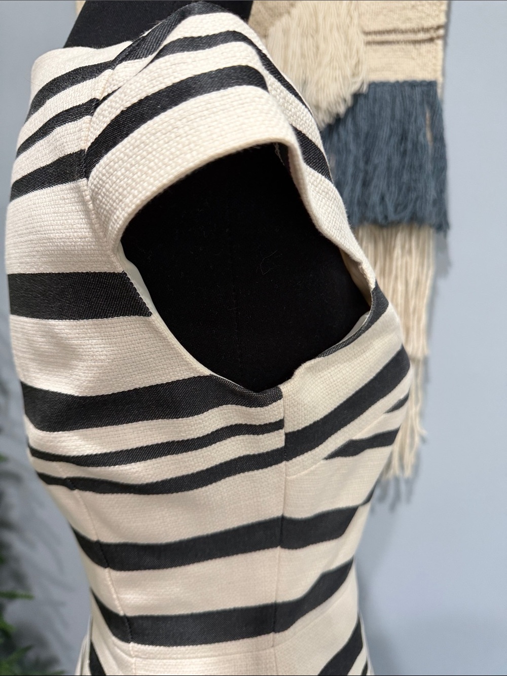 J.Crew Black Cream Striped Sheath Dress Cap Sleeve Career Cocktail Size 0 - Picture 4 of 11